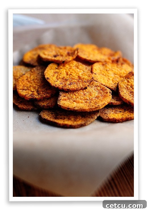 Crispy sweet potato chips, a healthy snack alternative