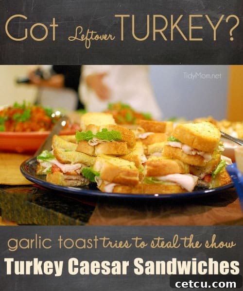 Transform your leftover turkey into an unforgettable meal with this Turkey Caesar Sandwich featuring crispy garlic toast! Get the recipe at TidyMom.net