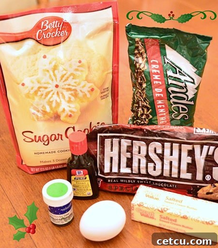 Mint cookie ingredients for an effortless recipe Essential ingredients for quick mint chocolate chip cookies
