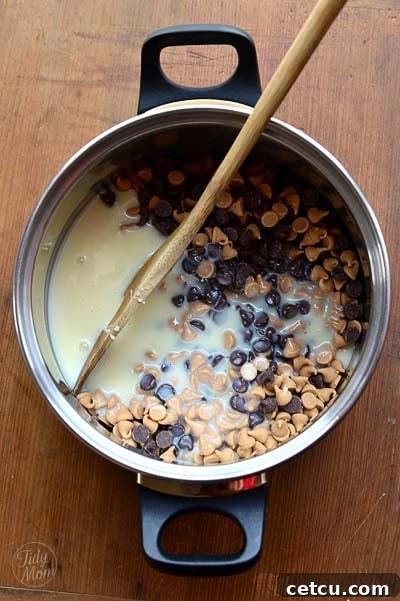 Melting chocolate and milk