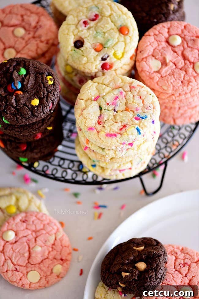 A stack of soft, fluffy cake mix cookies elegantly arranged on a cooling rack, showcasing their inviting texture.