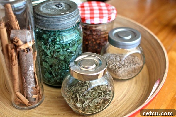 Organizing spices in uniform jars for an aesthetic and functional kitchen