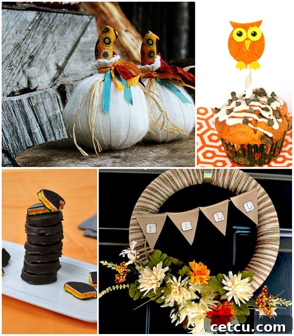 Fun Fall craft ideas including cozy sweater pumpkins and festive fall wreaths for home decor