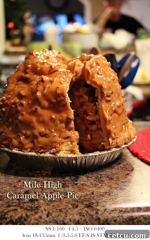 Mile High Caramel Apple Pie - Delicious food photography with Canon T4i