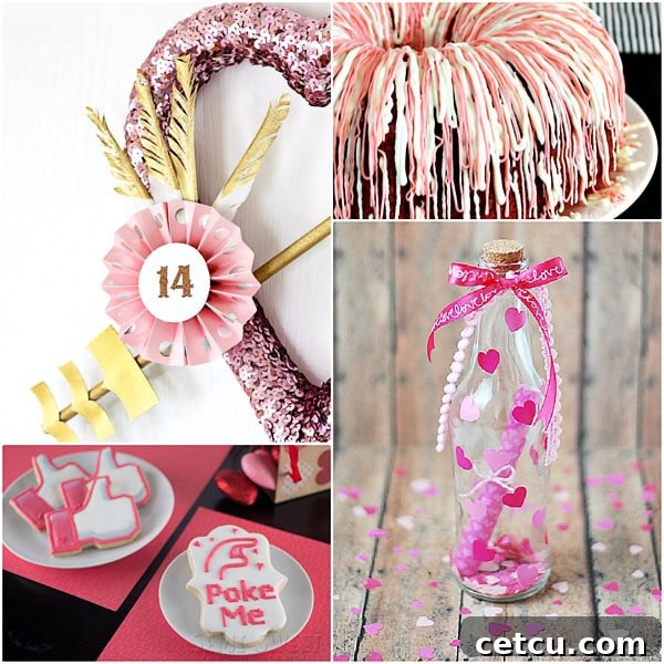 Collage of beautiful Valentine's Day craft ideas for DIY projects