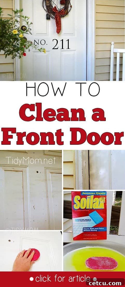 Guide on how to clean a front door with various steps and cleaning solutions