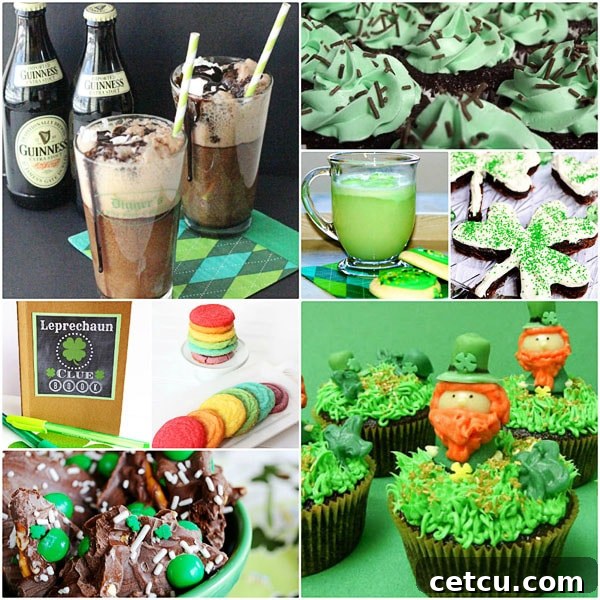 Creative St. Patrick's Day Treats from various blogs A collection of St. Patrick's Day Treats including floats, cupcakes, brownies, and punches