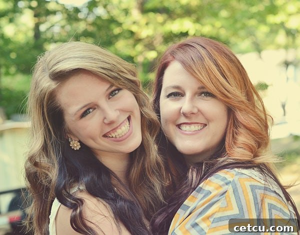 Sisters, Heather and Allison, sharing a joyful moment