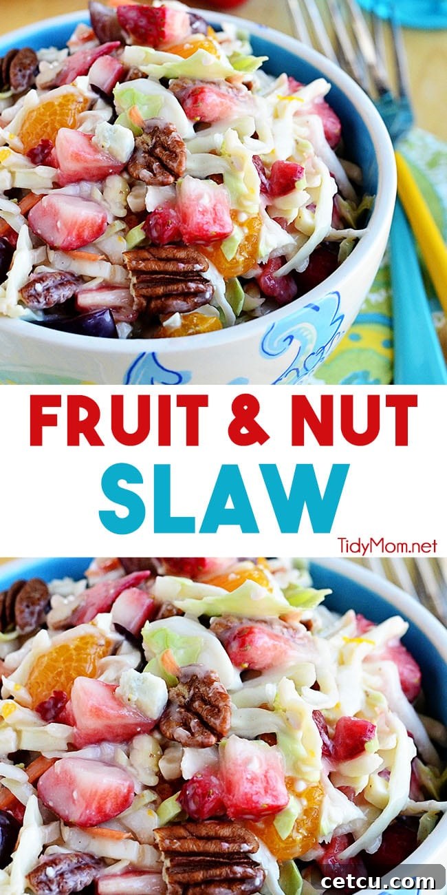 Pinterest Pin for Fruit and Nut Slaw