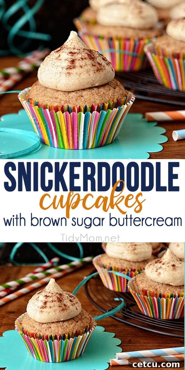 A beautiful collage of Snickerdoodle Cupcakes with rich frosting, perfect for sharing on Pinterest.