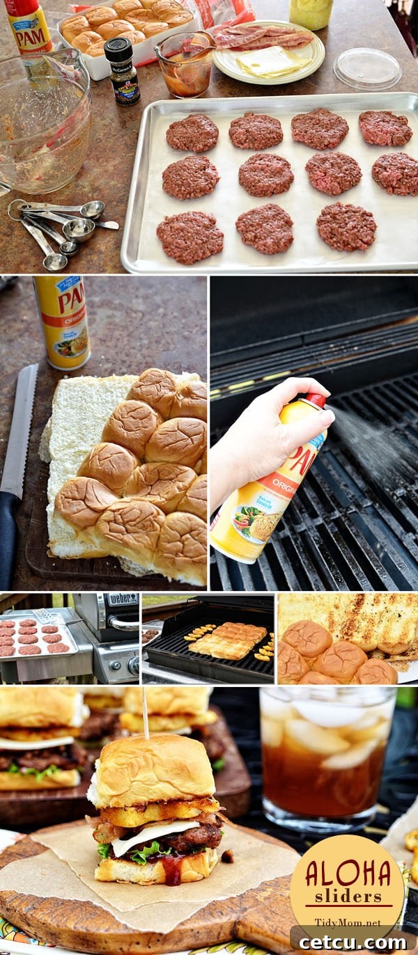 Aloha BBQ Sliders | burger recipe at TidyMom.net