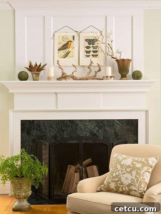 Creative Fireplace Mantle - Wall treatment ideas