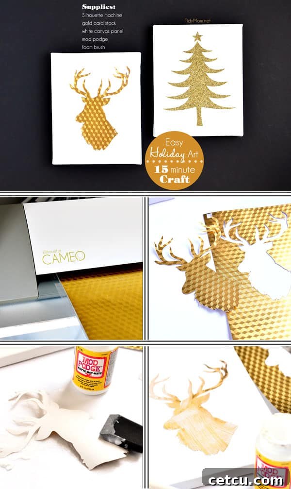 Easy DIY Gold and White Christmas Wall Art at TidyMom.net