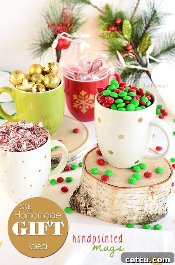 DIY Painted Holiday Mugs. Tutorial at TidyMom.net