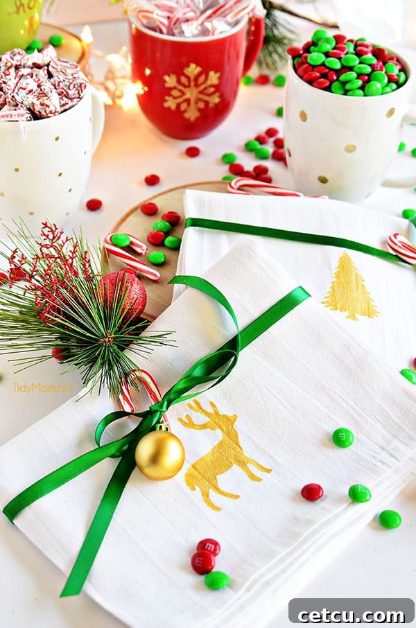 Stenciled Holiday Towels