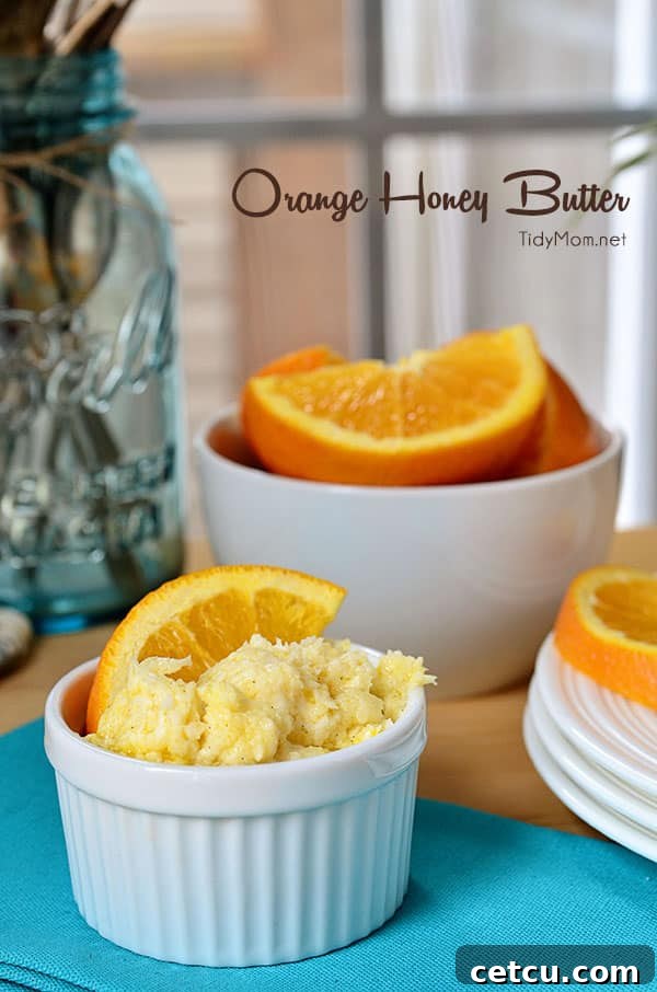 Orange Honey Butter Bliss 2 Delicious homemade orange honey butter spread on a counter, ready to be served with breakfast