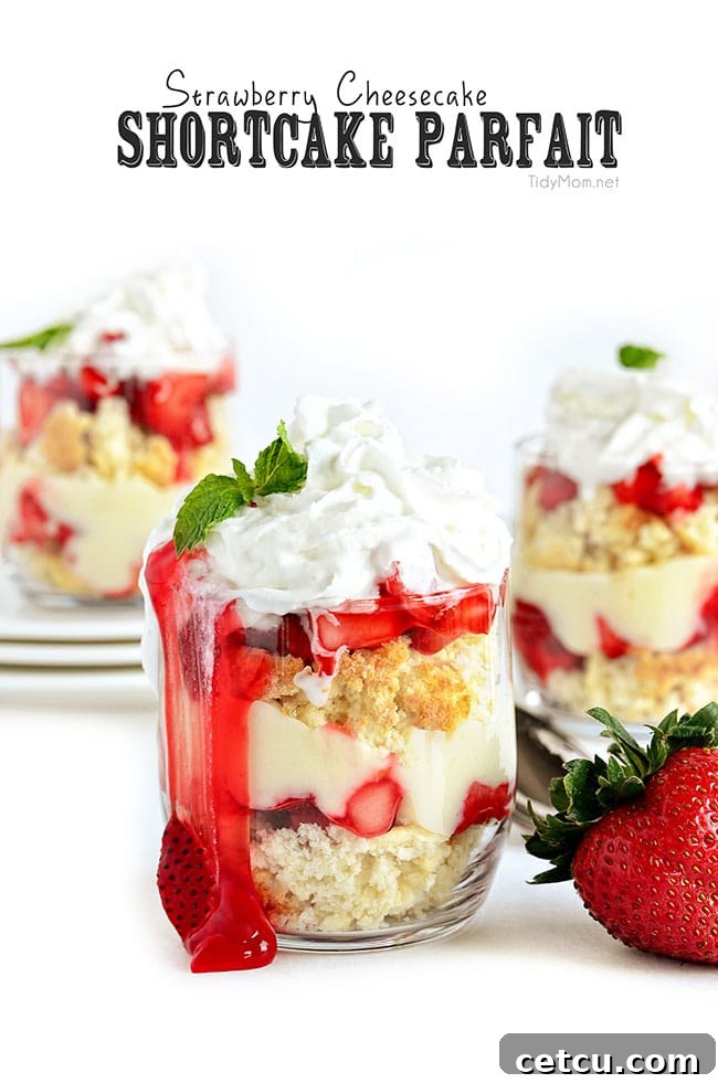 Strawberry Cheesecake Shortcake Parfait recipe at TidyMom.net