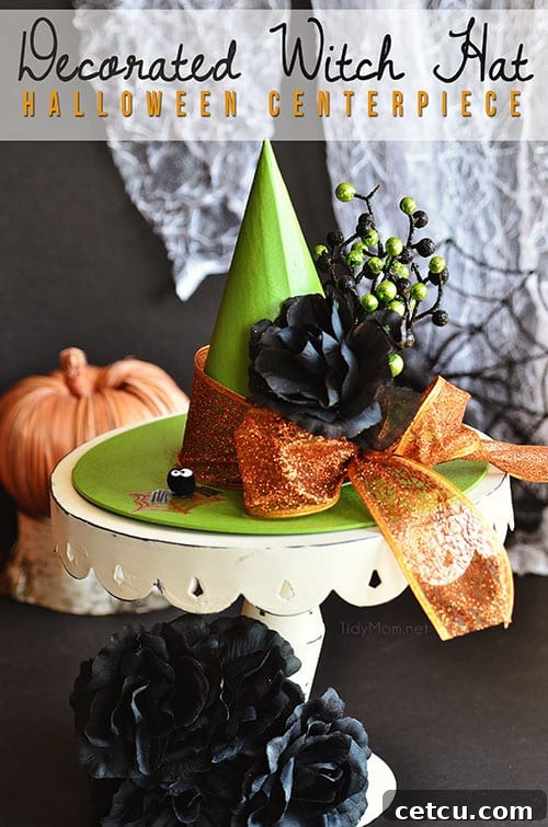 Easy Halloween Craft! Decorated Witch Hat Centerpiece