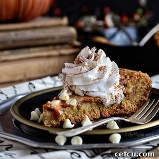 Pumpkin Cheesecake Skillet Blondie recipe, a comforting fall dessert