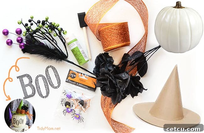Supplies for Decorated Witch Hat Pumpkin Craft