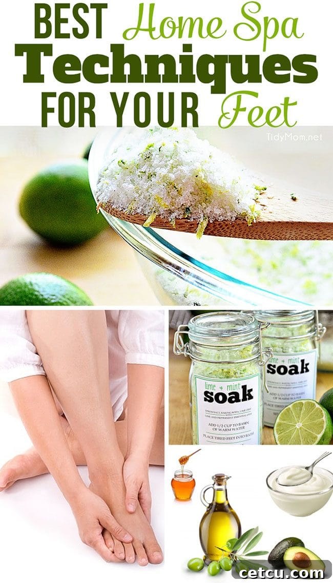 Explore the Best Home Spa Techniques For Your Feet – comprehensive guide with recipes for foot soak, sugar scrub, masque, and detailed instructions on how to massage your feet for ultimate relaxation.