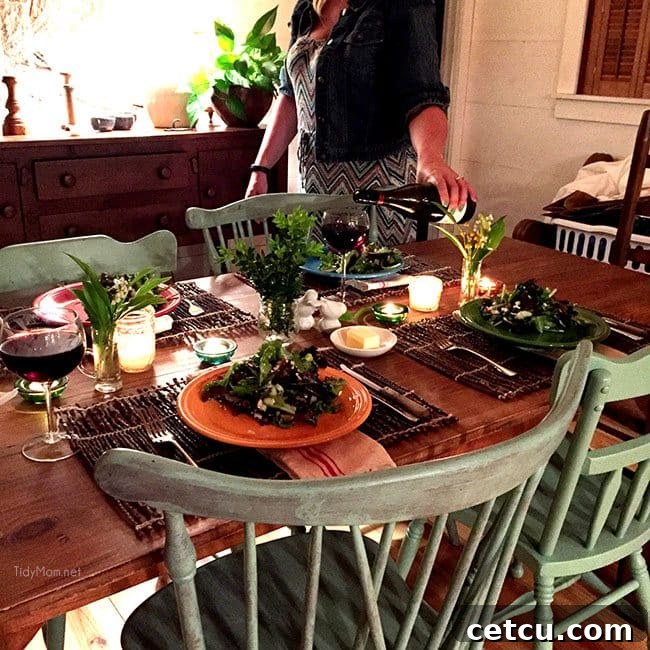 Brevard NC Mountain Escape 5 Rustic Tablescape in mountain home. Brevard, NC