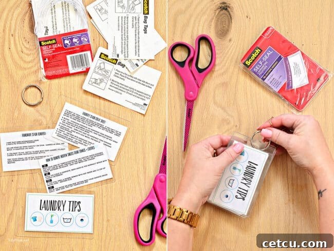 Laundry Tips and Cheat Sheets using Scotch Self-Seal Laminating pouches. Free printable at TidyMom.net