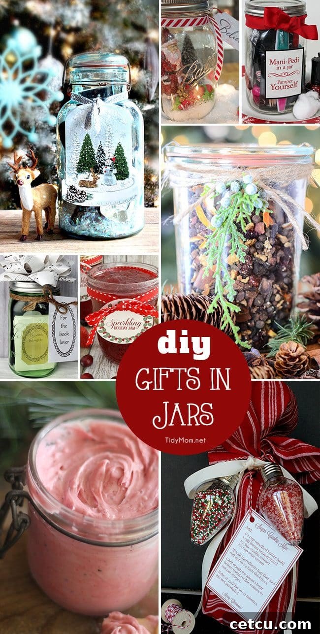 Homemade Christmas gifts in jars are a thoughtful way to show you care. Fill mason jars with treats, crafts, or spa items for a personal touch. Discover DIY gift ideas at TidyMom.net
