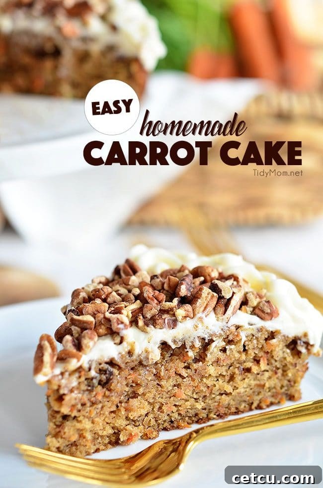 Tips on how to make the best homemade carrot cake. An incredibly moist carrot cake recipe with an ultra-creamy cream cheese frosting. Carrot Cake Recipe at TidyMom.net