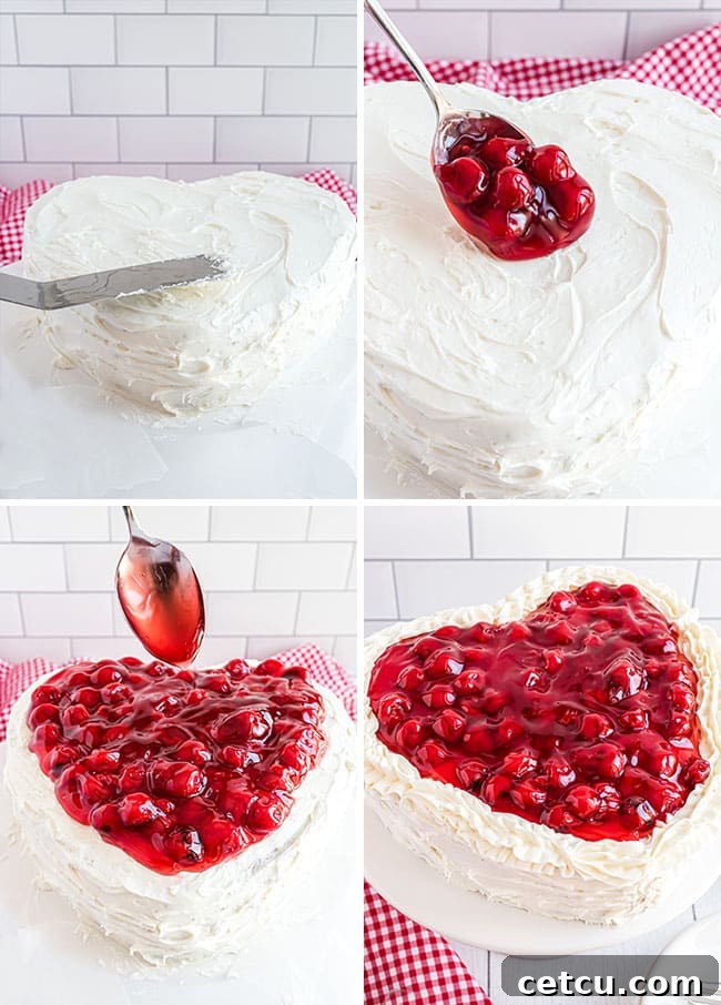 how to decorate heart shaped cherry cake photo collage