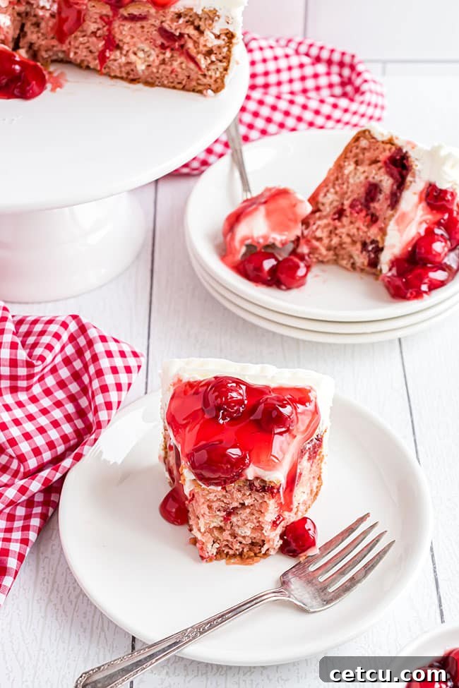 2 slices heart shaped cheery cake