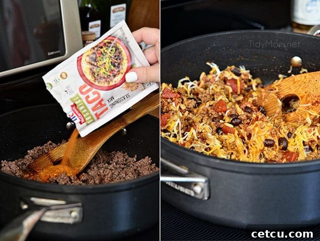 Fresh Bell peppers are filled with rice, browned ground beef seasoned with McCormick Organic Taco Seasoning, black beans, tomatoes, green chilies and cheese for an easy weeknight dinner with a southwest twist. Southwest Stuffed Peppers recipe at TidyMom.net