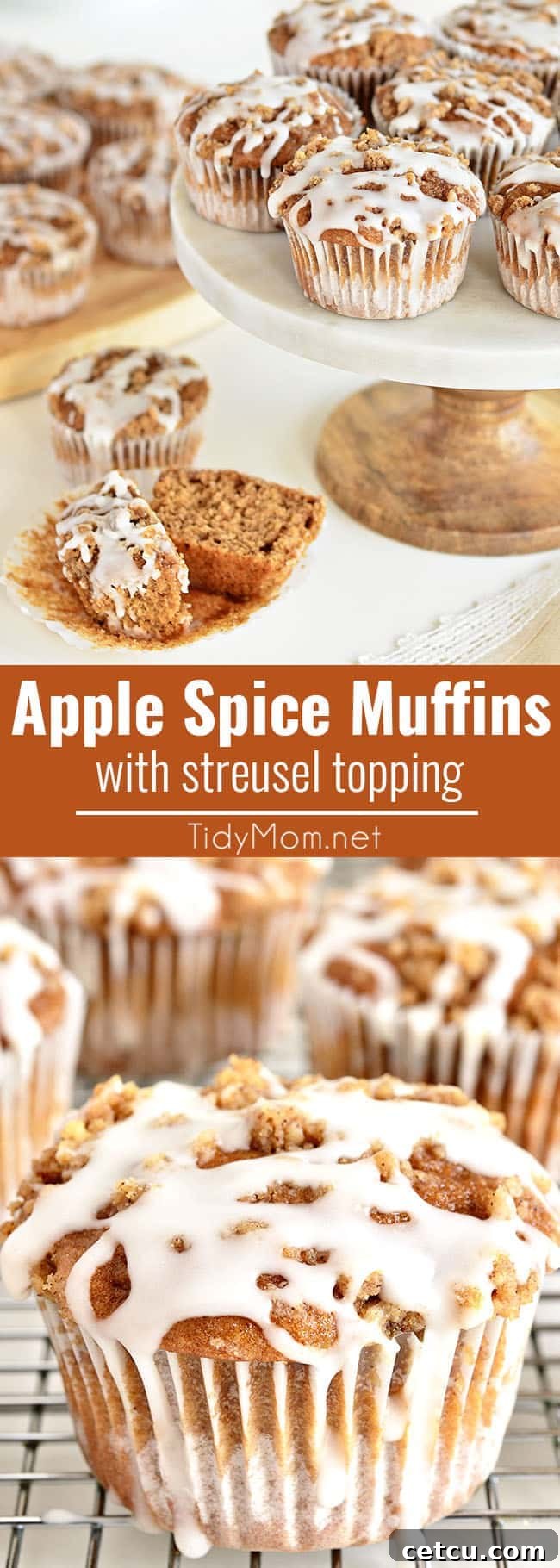 A collage showcasing various delicious images of Apple Spice Muffins with Streusel Topping, perfect for fall.
