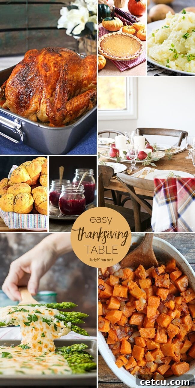 A beautifully set easy Thanksgiving table featuring various dishes and elegant decor elements.