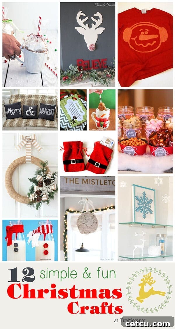 A collection of 12 Simple & Fun Christmas Crafts suitable for all ages and skill levels, available at TidyMom.net