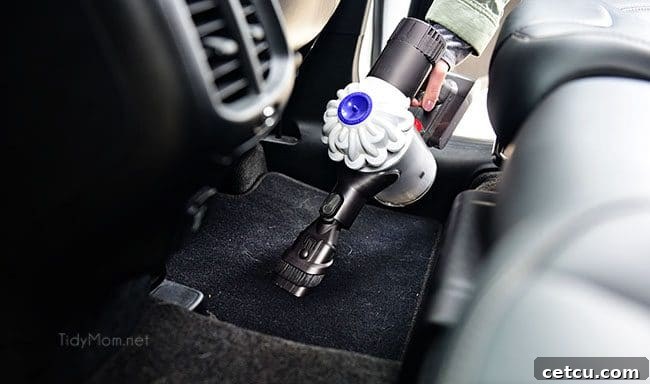 Thorough vacuuming is key for spring car interior cleaning.