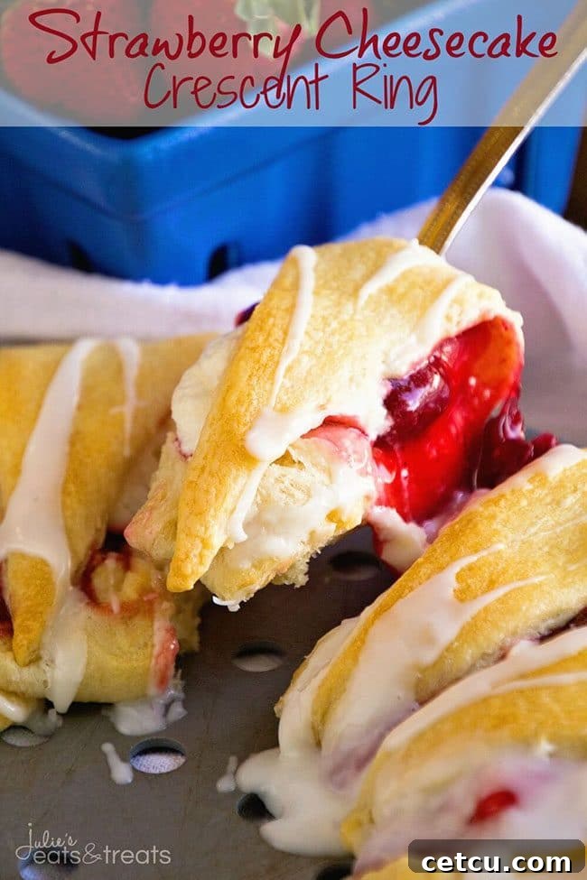 Mother’s Day Brunch Meal Plan recipes, printables and decor at TidyMom.net - Strawberry Cheesecake Crescent Ring recipe