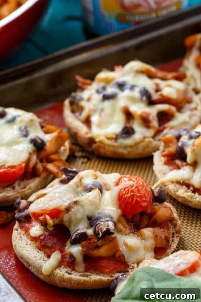 Kid-friendly Chicken Salsa Mini Pizzas, perfect for a customizable weeknight meal.