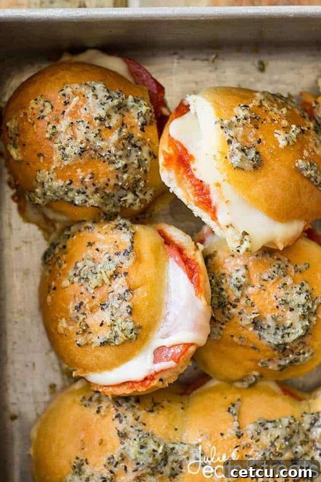 Delicious Pepperoni Pizza Sliders made with Hawaiian rolls, perfect for quick meals or snacks.