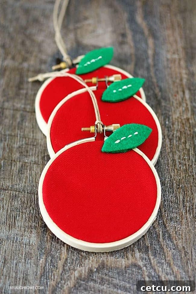 Creative Apple Hoop Art, a unique and thoughtful handmade gift for teachers.