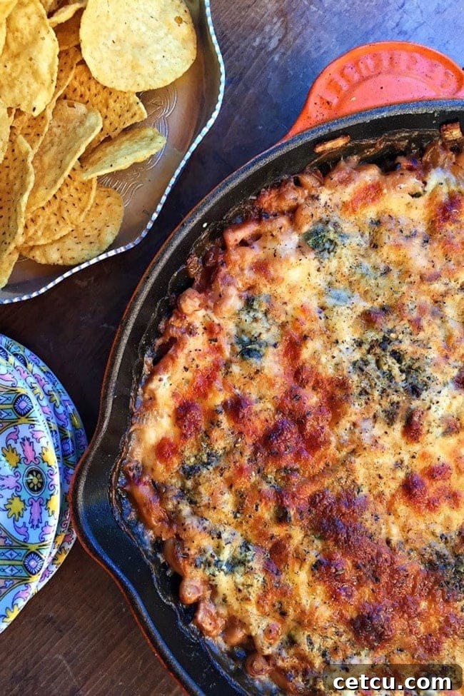 Creamy Chicken White Bean Mozzarella Dip, a perfect savory snack for school days.