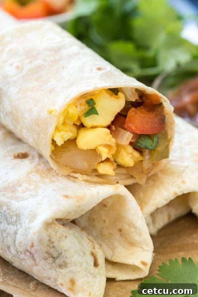 Make-ahead Easy Mexican Breakfast Burritos, ideal for quick and filling school mornings.