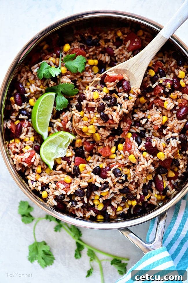 Southwest Black Bean Stuffed Butternut Squash filling simmering in a skillet