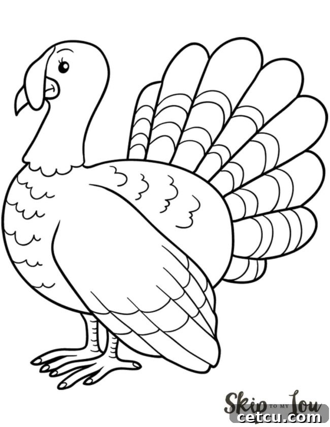 A collection of Free Turkey Coloring Pages, featuring various cute turkey designs, ready for coloring.