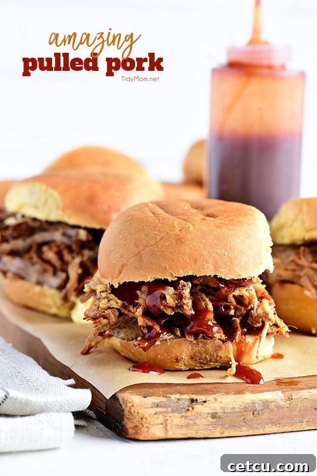 This Amazing Pulled Pork recipe is made in a slow cook roaster for a tender, juicy pulled pork sandwich that is always a big hit! Get this pulled pork recipe at TidyMom.net