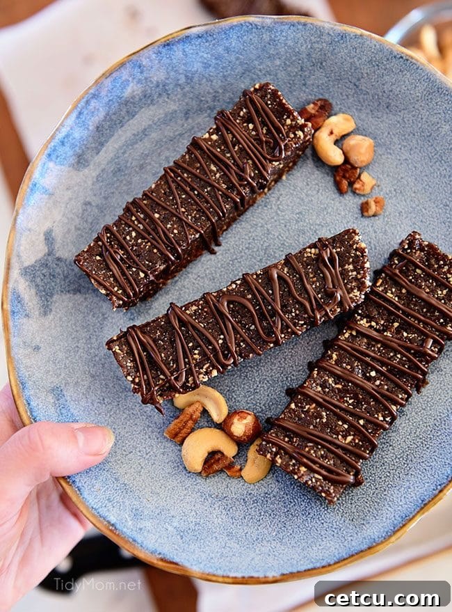 Ready-to-Eat Homemade Hazelnut Energy Bars HOMEMADE HAZELNUT ENERGY BARS on blue plate