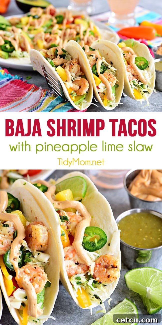 Baja Shrimp Tacos with Pineapple Lime Slaw collage