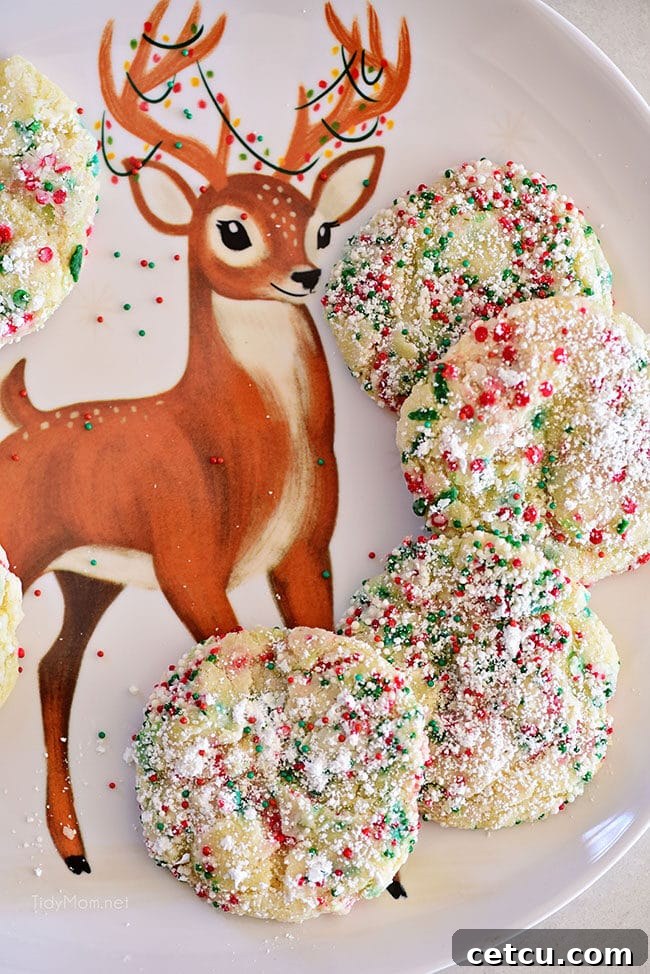 Christmas Gooey Butter Cookies on a reideer plate