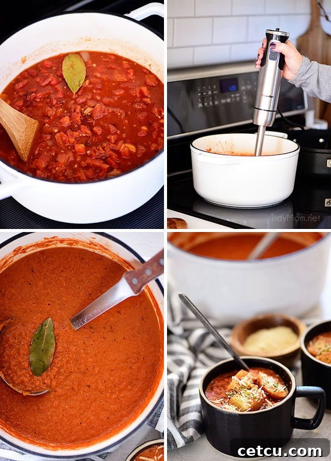 homemade Roasted Tomato Soup steps photo collage