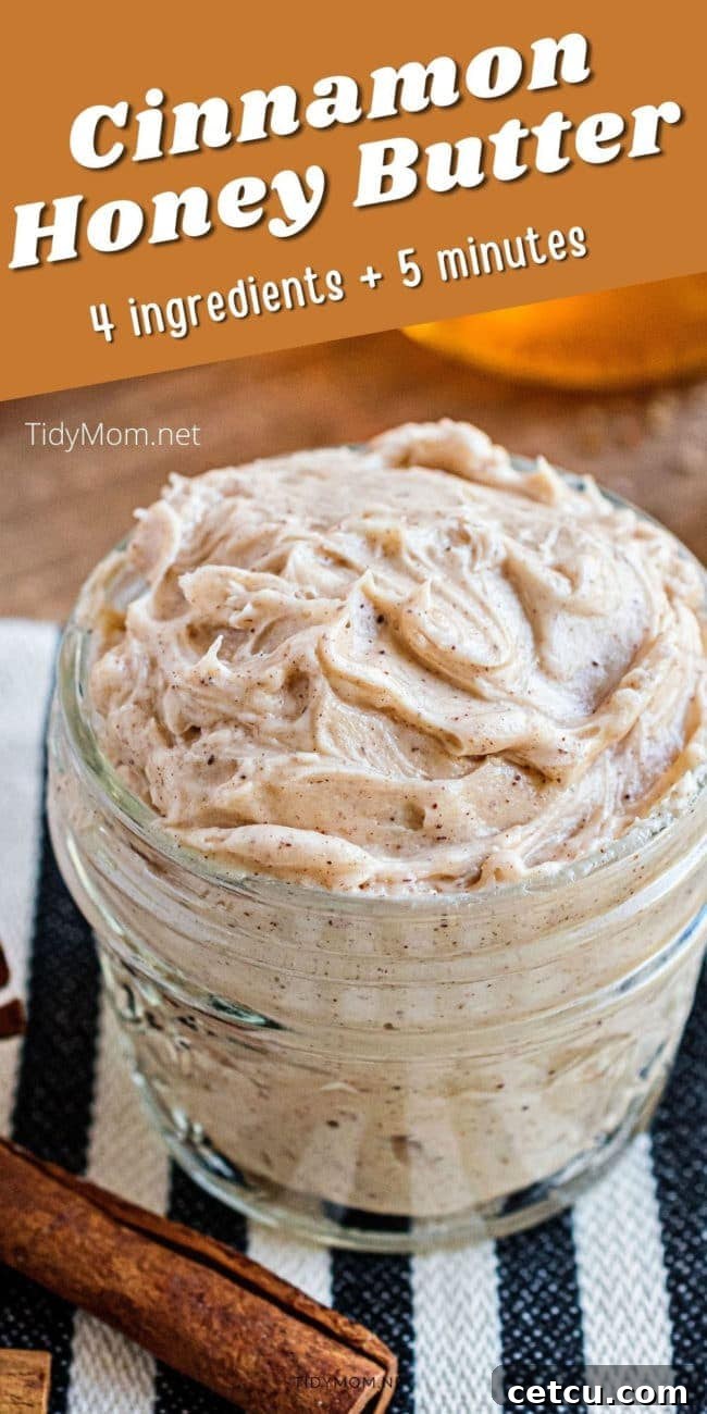 Another tall, narrow image of homemade honey butter in a jar, showcasing its creamy texture.